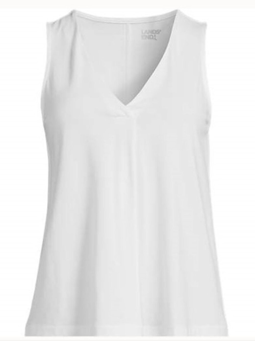 Lands' End Small TALL Jersey Pleat Tank - White